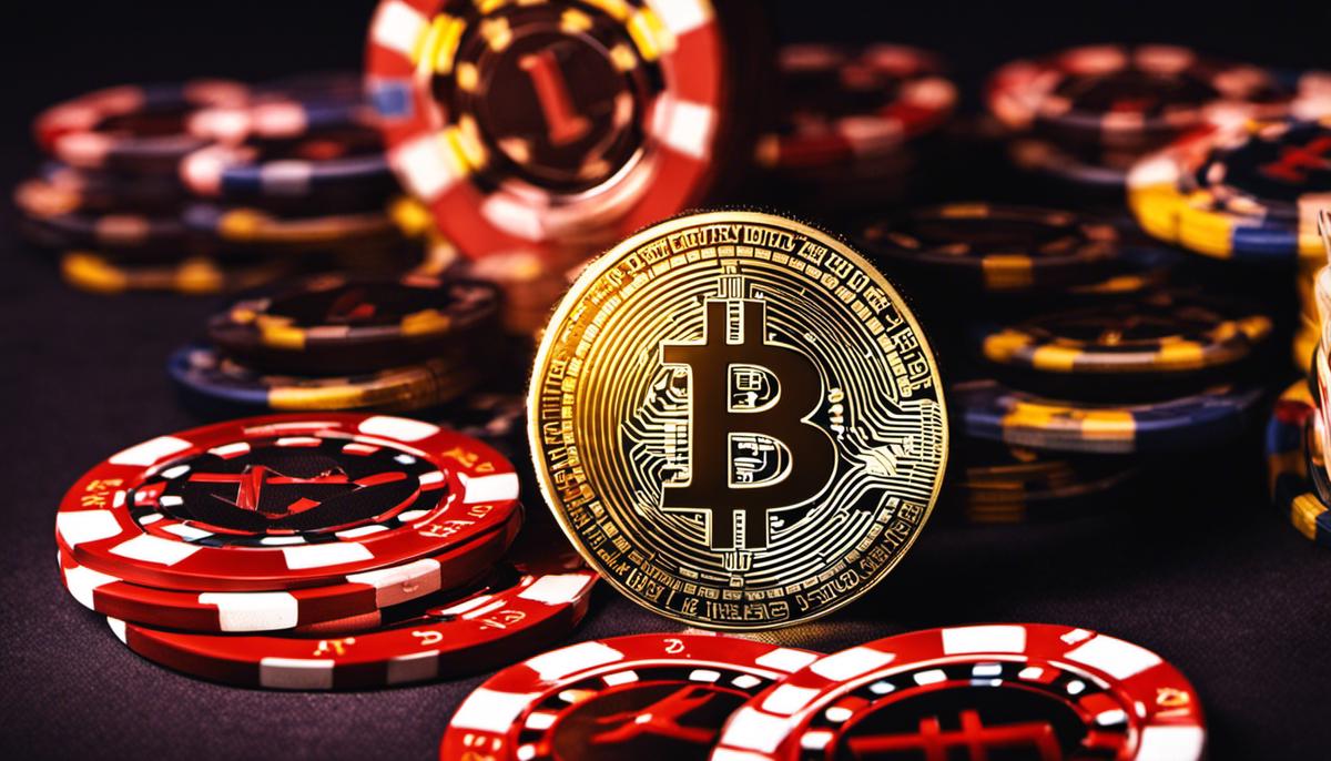 Bitcoin Casinos - Image depicting a bitcoin symbol and casino chips.