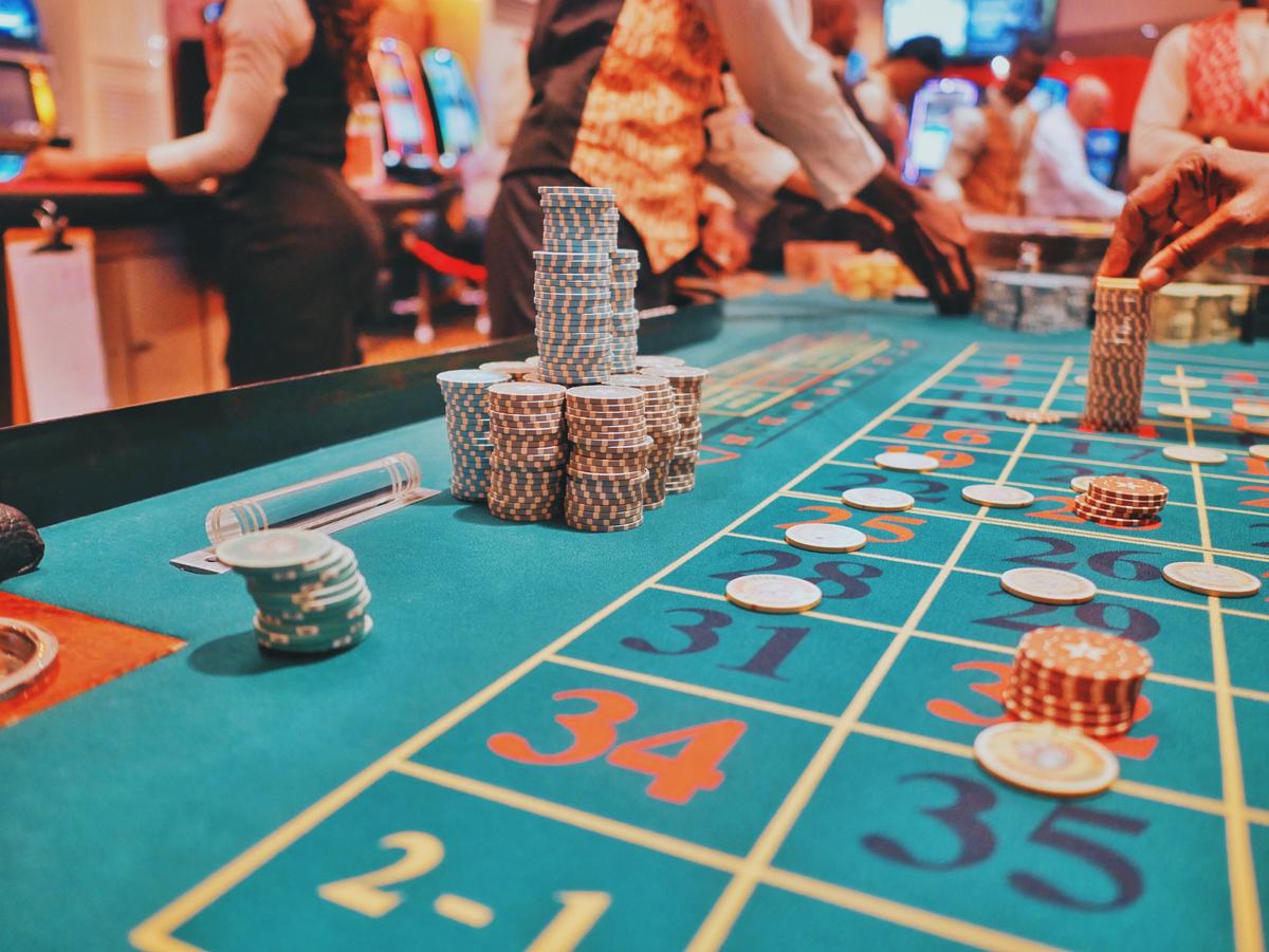 A black jack table at a casino.