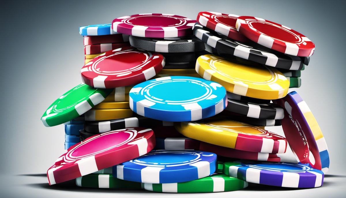 Various casino chips stacked together