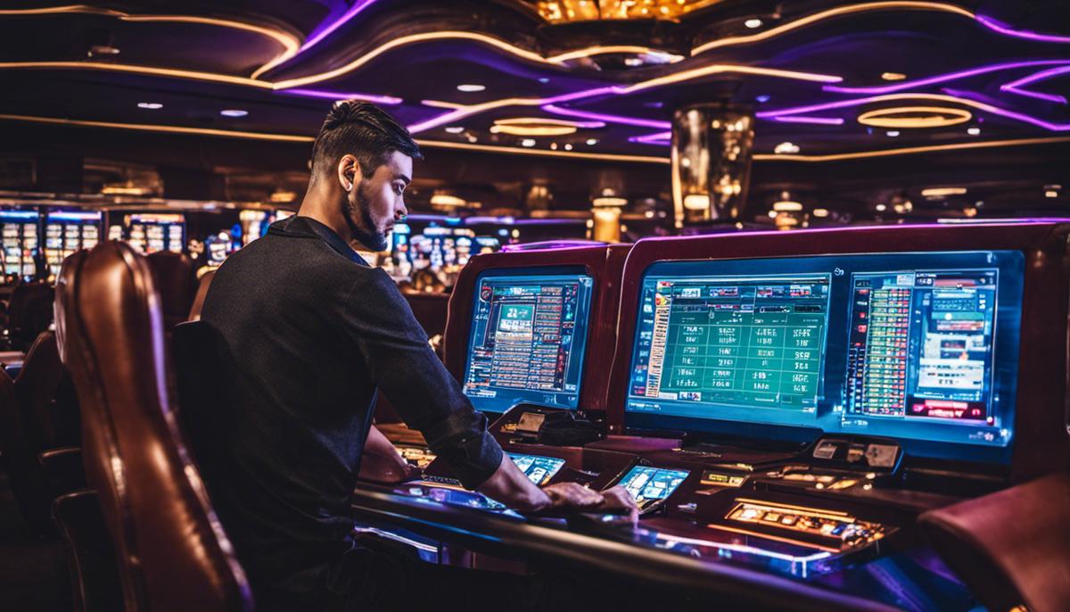 Imagen de una persona utilizando una computadora para jugar en casinos de criptomoneda