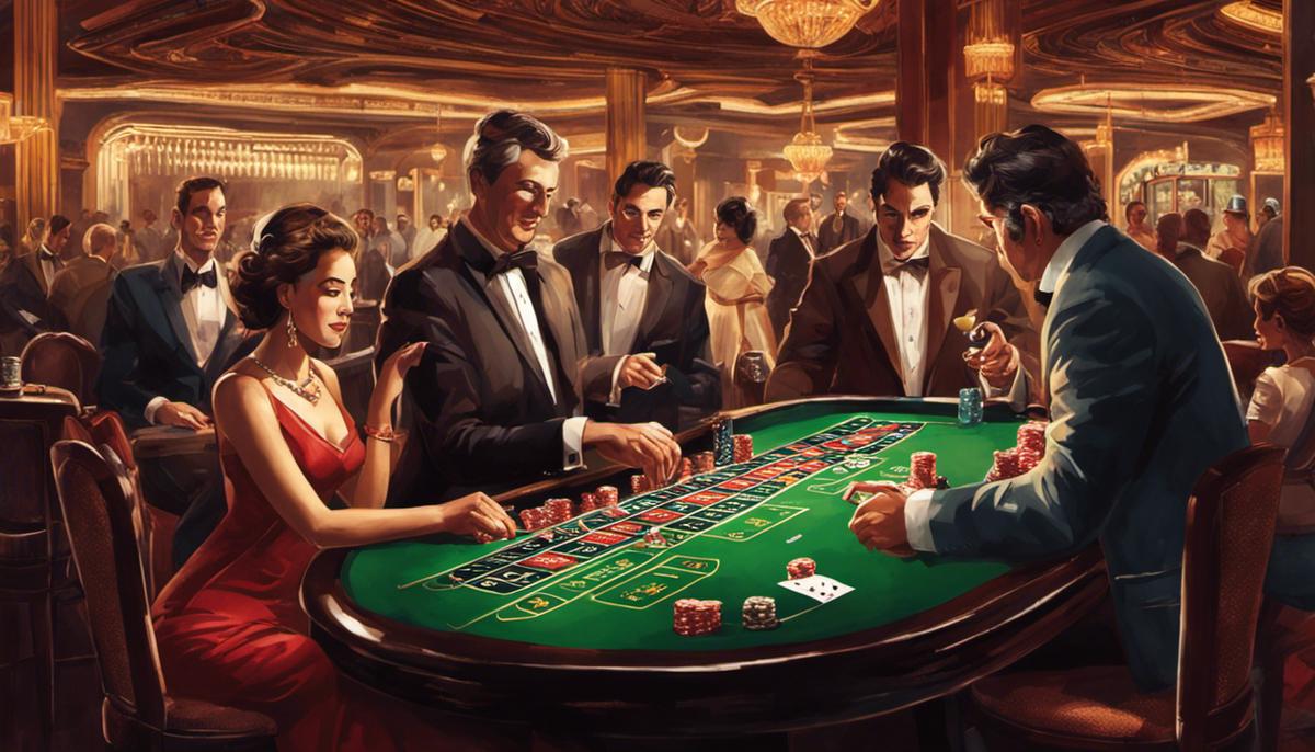 Ilustración de personas jugando en un casino en línea.