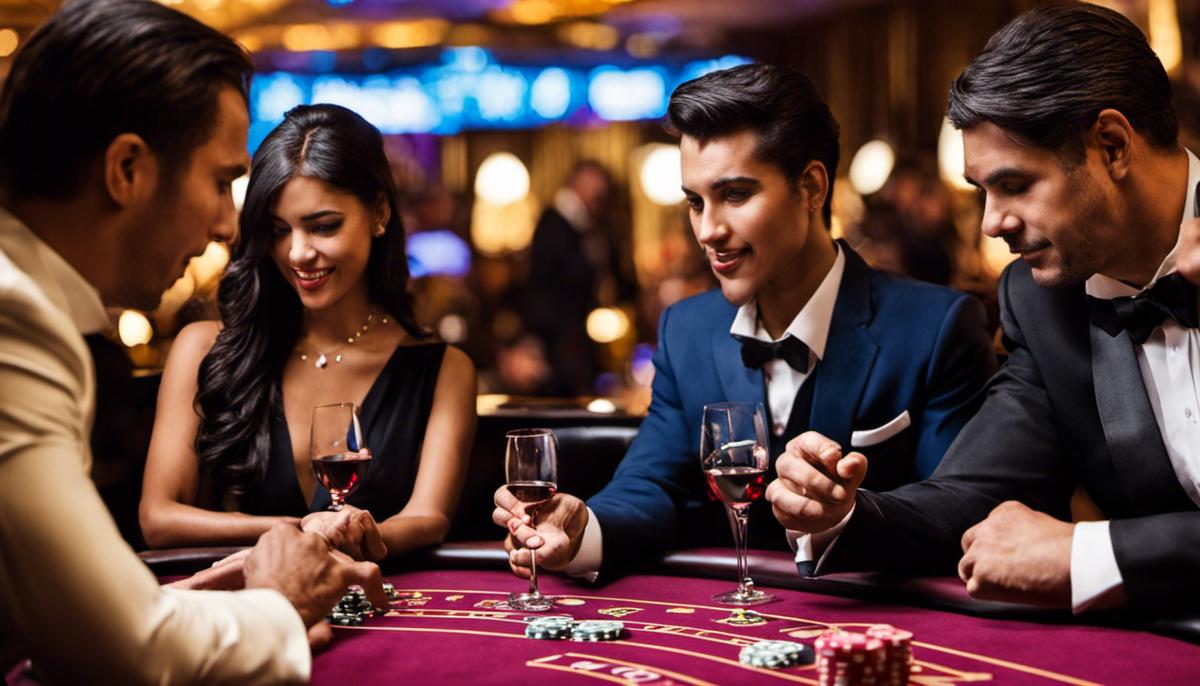 Grupo de personas disfrutando de una mesa de blackjack en Casino Winchile