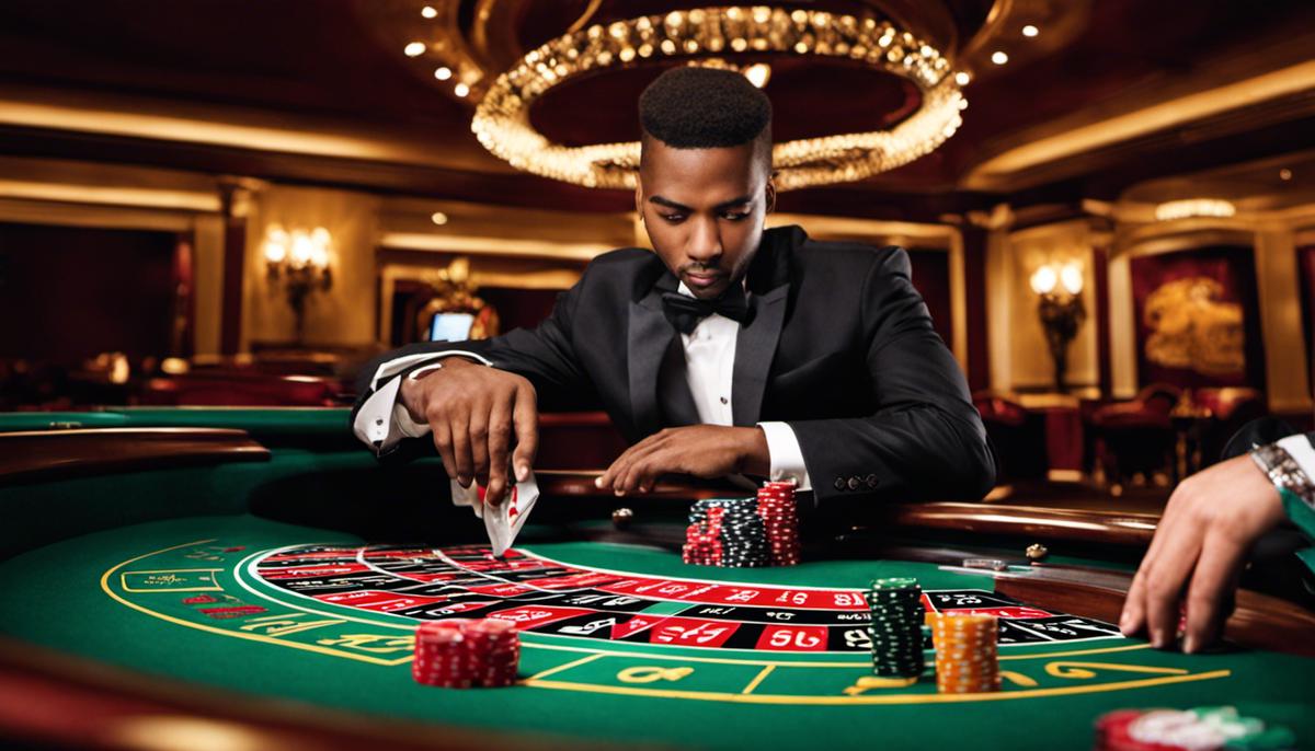 Image description: A person playing live roulette on a virtual casino website.