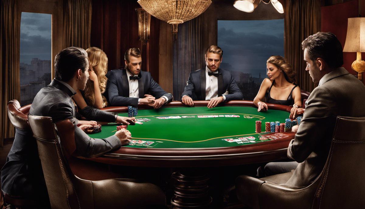 Imagen que muestra una mesa de poker en línea con jugadores interactuando en tiempo real