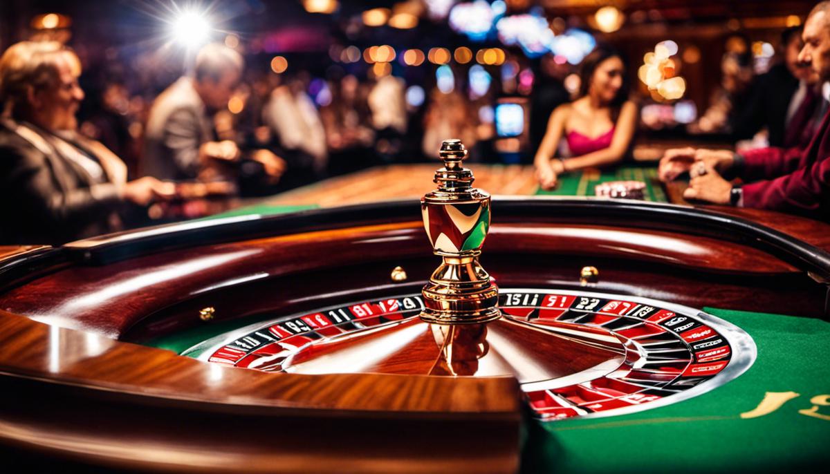 Imagen de una ruleta en vivo que muestra la emoción y la experiencia de jugar en un casino en línea.